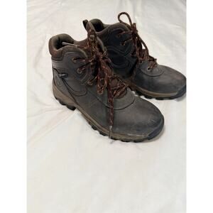 Timberland Boys Boots 1.5 Brown Leather Lace UP Waterproof Ankle Shoes